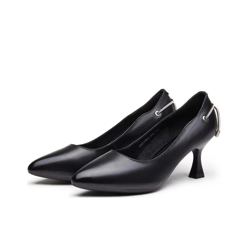 AOKANG High Heels Women's Black White-1