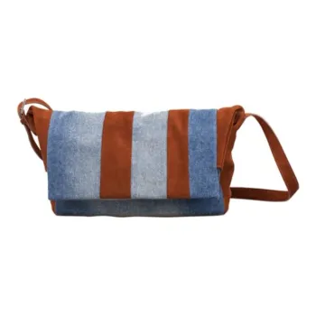 HELIUYUZHOU Washable Denim Shoulder Bag Large Size Women's Blue & Red Brown