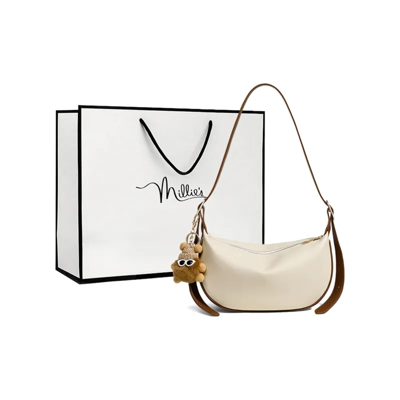 MILLIE'S Synthetic Leather Shoulder Bag Crossbody Bag Moon Shaped Dumpling Bag Regular Women's Caramel/Cream Apricot-6