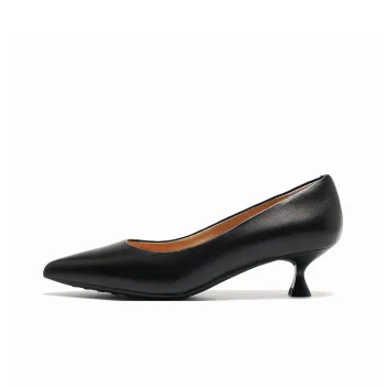 ST&SAT Slim Heel High Heels Shallow V-Shaped Unlined Shoes 4.5cm Women's Black 2024 Spring And Summer New Arrival