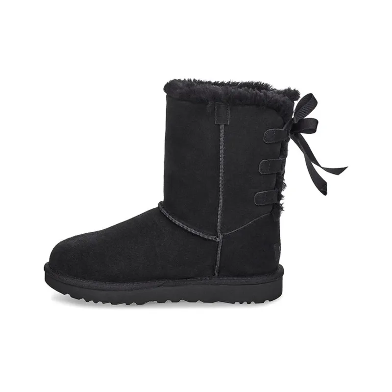 UGG Short Bow Stiefel Fleece Lined Black Women's-0