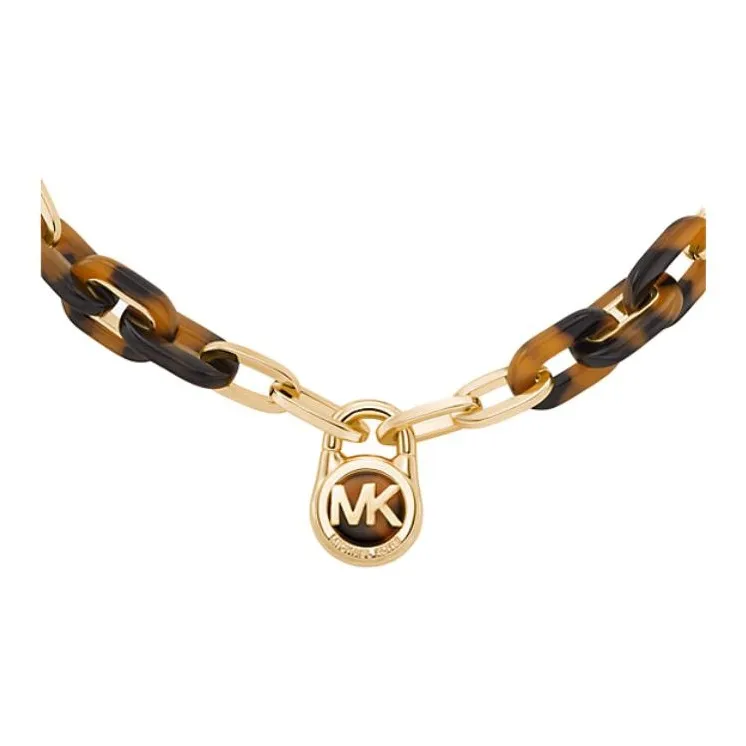 MICHAEL KORS Hamilton Tortoiseshell Lock Chain Brass And Tortoiseshell Acetate Necklace-0