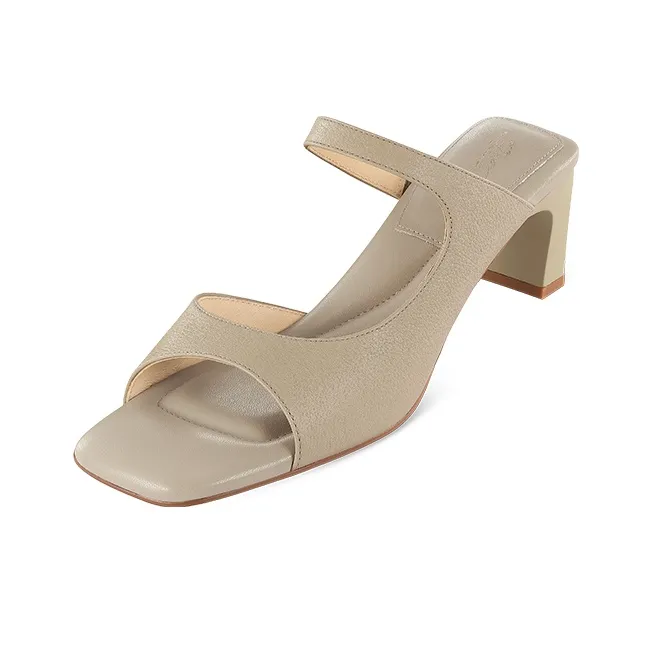 7or9 Matcha Egg Tart Block Heel High Heels 5cm Women's Apricot-1