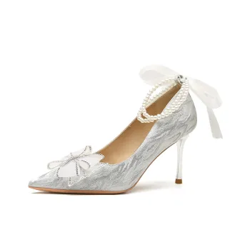 Ainer-cat Confessions Collection Slim Heel High Heels 8cm Women's Silver Box