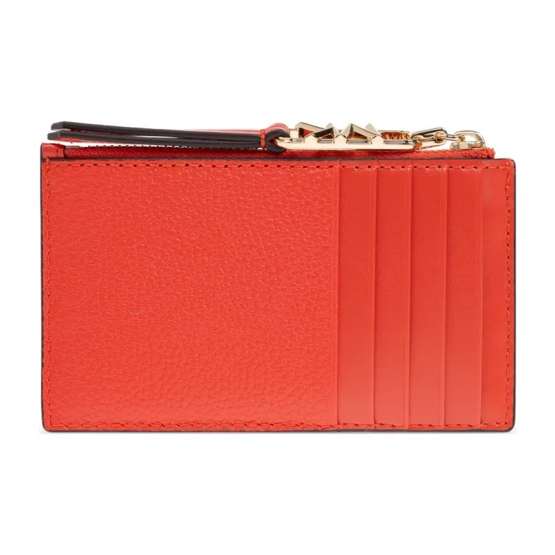 MICHAEL KORS Leather Card Holder Women's Orange Red-2
