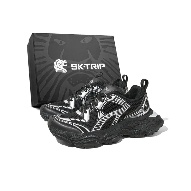SK.TRIP Cushioned Wear-Resistant Supportive Lightweight Height Increasing Low-Top Running Shoes Unisex Titanium Gray-34