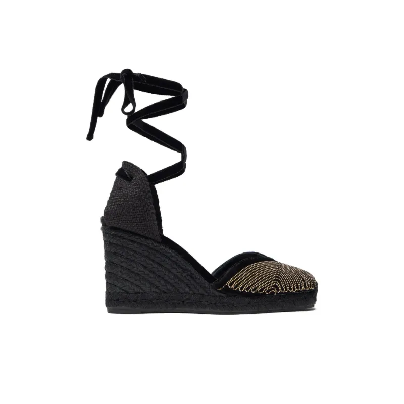 Castañer Chiara Wedge Heel High Heels 7cm Women's Black-1