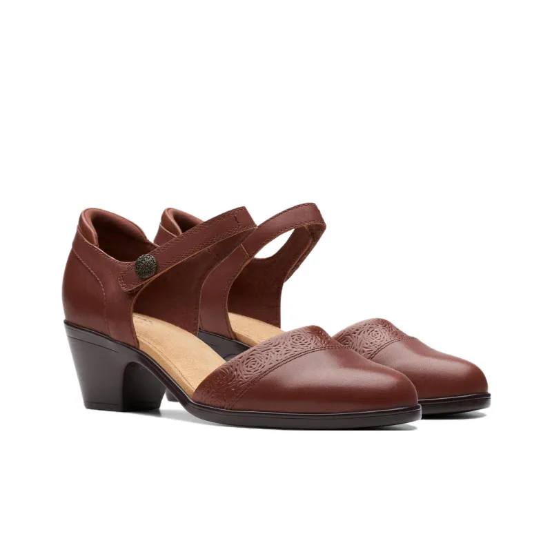 Clarks Block Heel High Heels 5.5cm Women's Brown-2