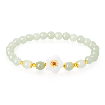 Lao Feng Xiang Hetian Jade Bracelets Pale Greenish White Jade Women's