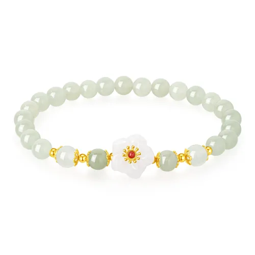 Lao Feng Xiang Hetian Jade Bracelets Pale Greenish White Jade Women's