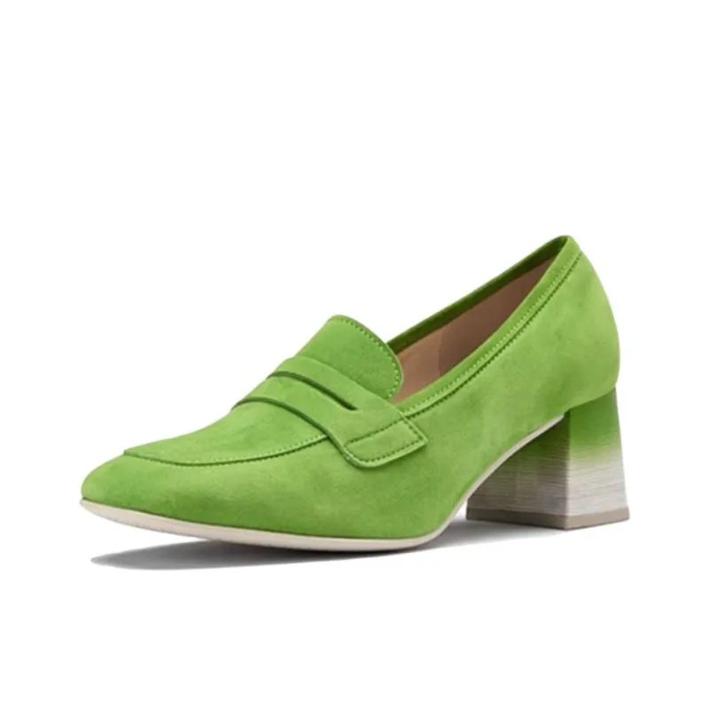 Gabor Chunky Heel High Heels 5.5cm Women's Green-1