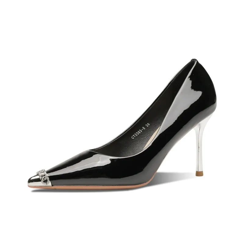 Ainer cat Slim Heel High Heels 8cm Women's Black-1