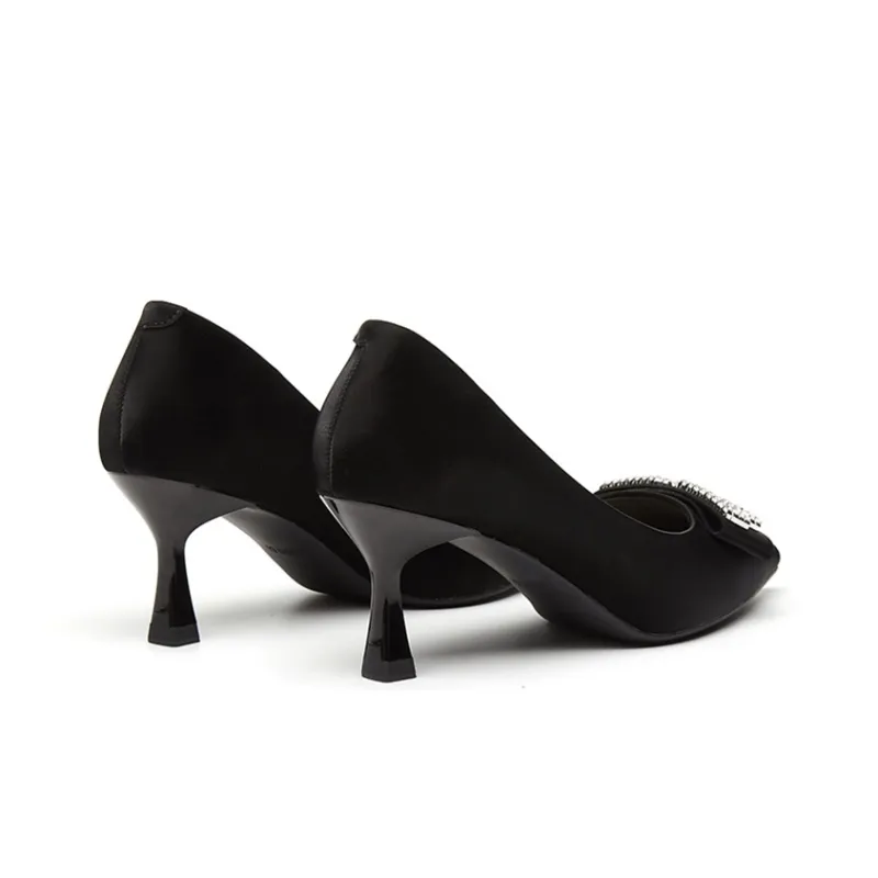 15 MINS Slim Heel High Heels Women's Black-3