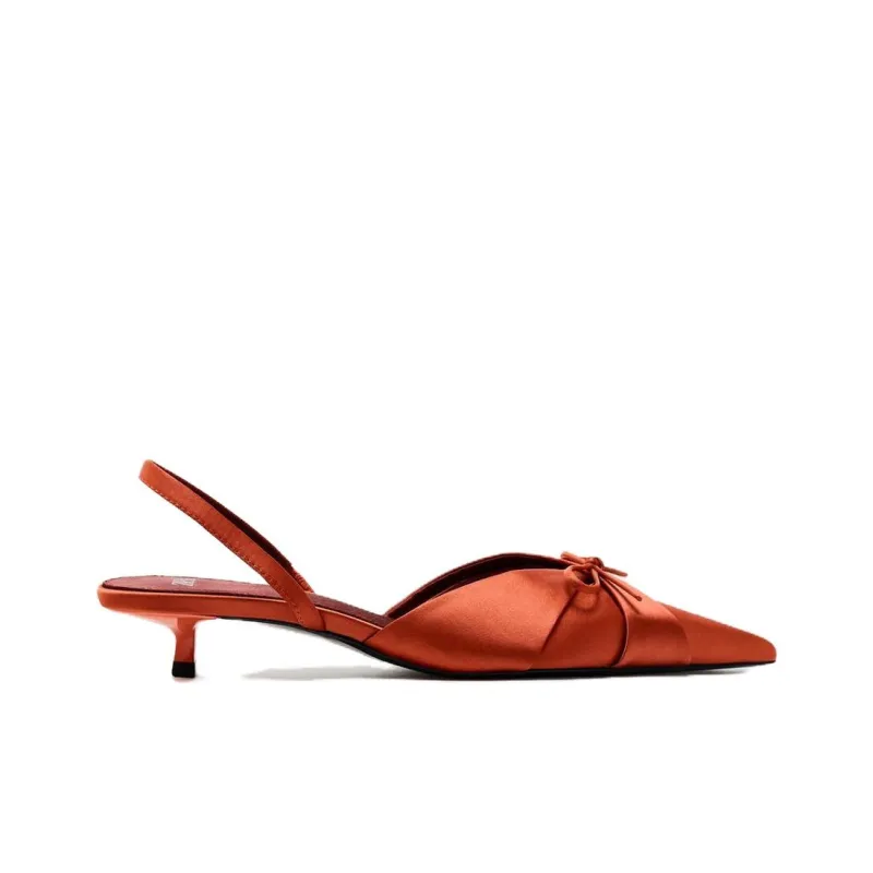 ZARA Slim Heel High Heels 3.2cm Women's Orange-1
