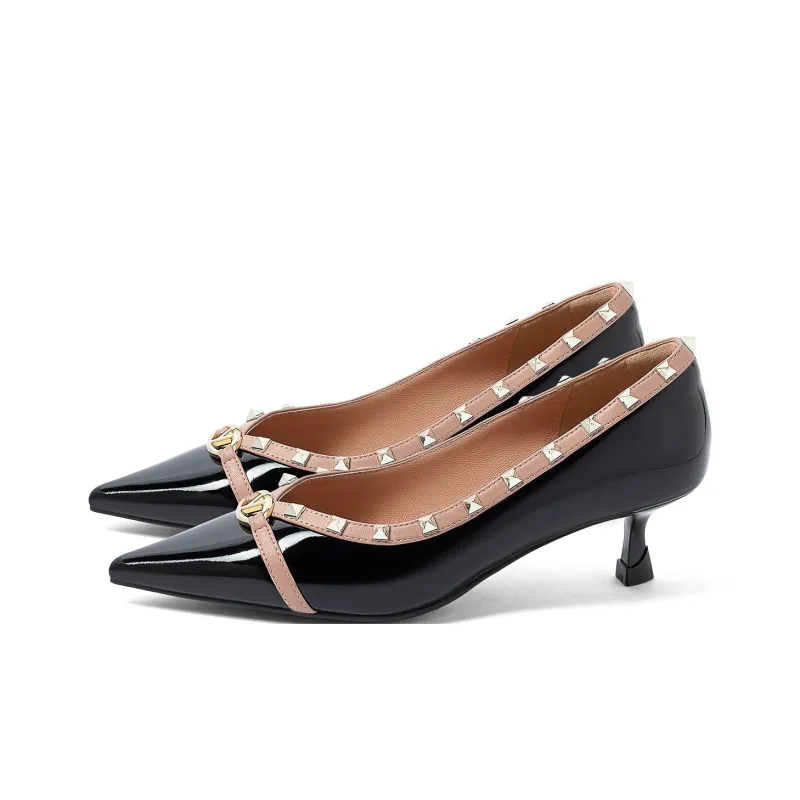 COMELY Flared Heel High Heels 4.5cm Women's-10