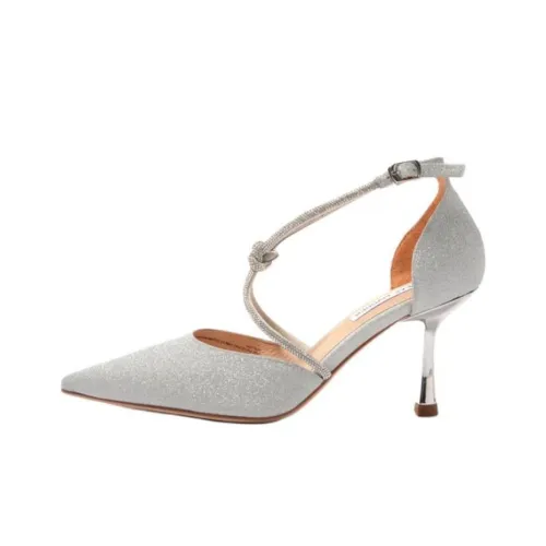STEVE MADDEN Flared Heel High Heels 8cm Women's Silver