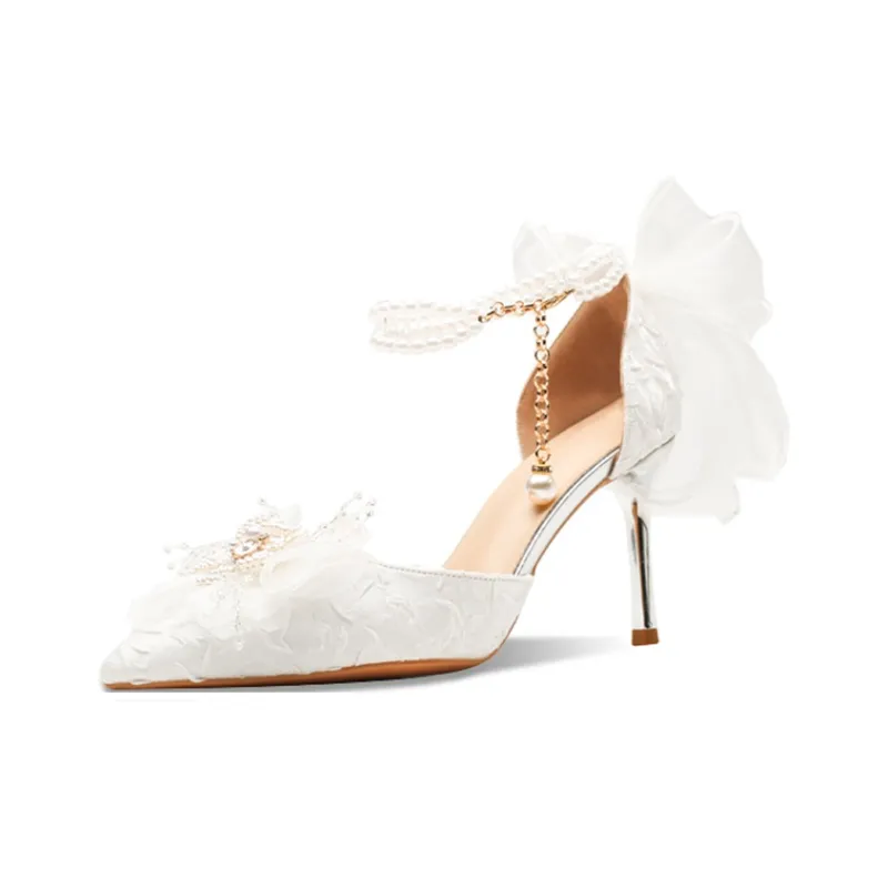 MCKP Slim Heel High Heels 8cm Women's White-1