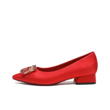 SHOUBA Chunky Heel High Heels 3cm Women's Red