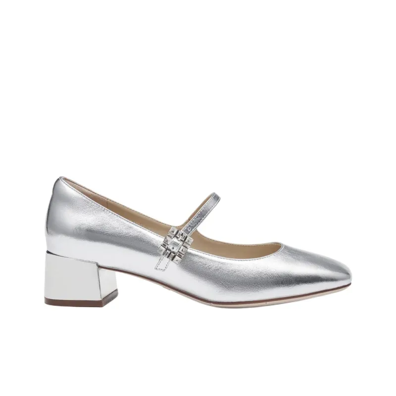 Staccato Mother Of Pearl Sugar Cube Chunky Heel Shiny High Heels 4.5cm Women's-9