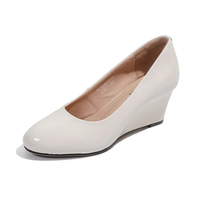 Mulinsen Wedge Heel High Heels 5.5cm Women's Beige-2