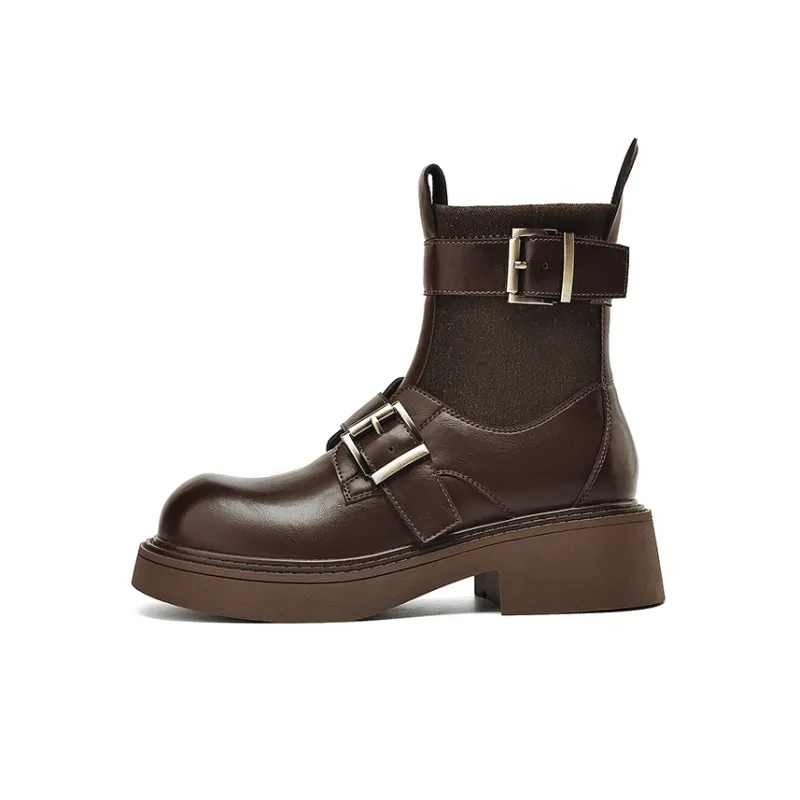 HLA Ankle Boots Women's Black/Brown Red-5