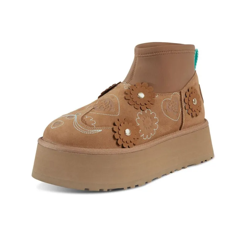 UGG Warm Short Snow Boots Women's Brown-2