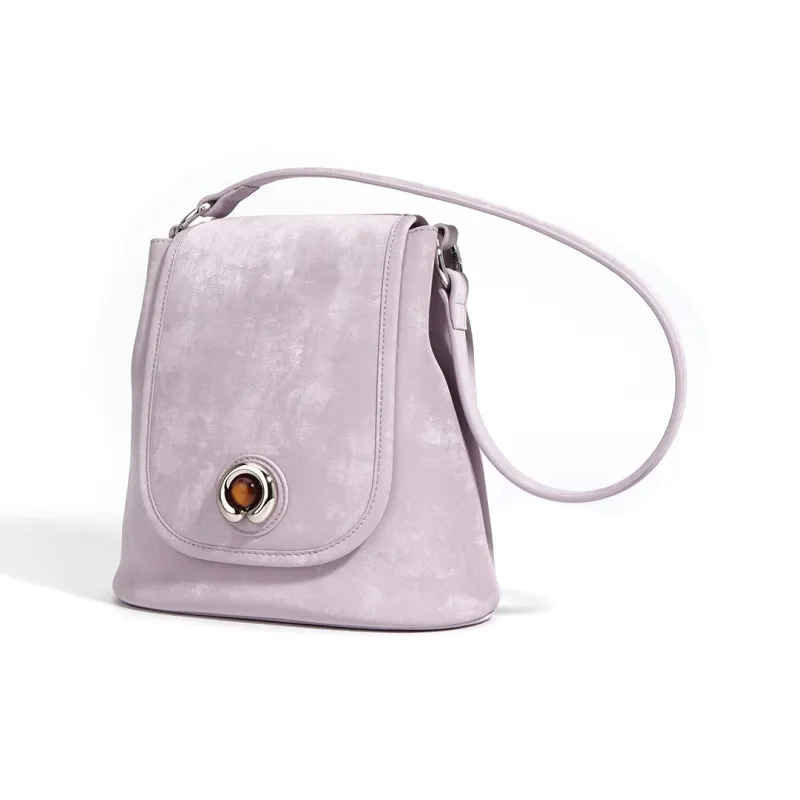COURONNE Cow Split Leather One Shoulder Crossbody Bag Regular Women's Hyacinth Purple/Silver Gray/Tin Gray-3