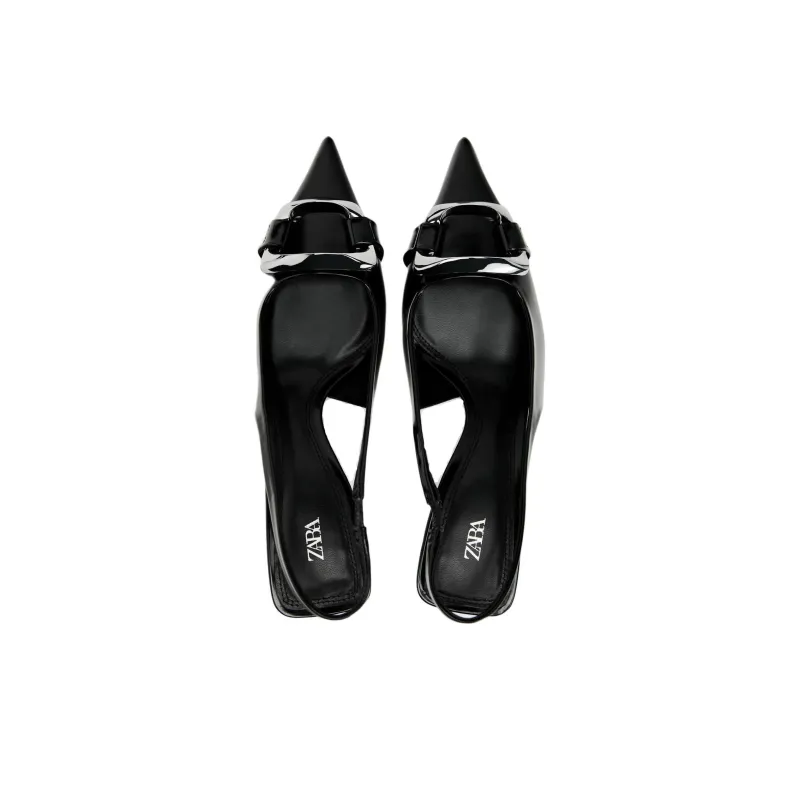 ZARA Slim Heel High Heels 9cm Women's Black-3