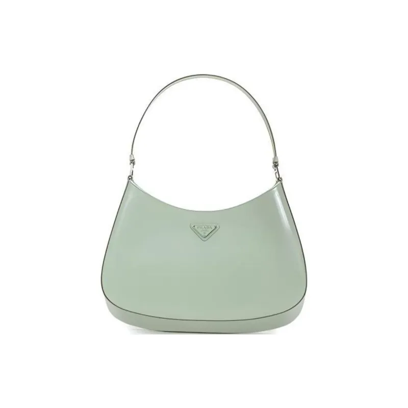 PRADA Leather Crescent Bag, Shoulder Bag, Handbag Women's Aqua Green-0