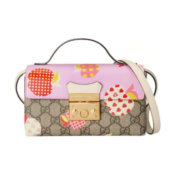 GUCCI Padlock Canvas With Leather Box Bag Handbag Shoulder Bag Crossbody Bag Mini Women's Pink/Ebony