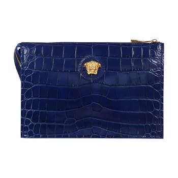 VERSACE VERSACE Cow Leather Clutch Men's Royal Blue