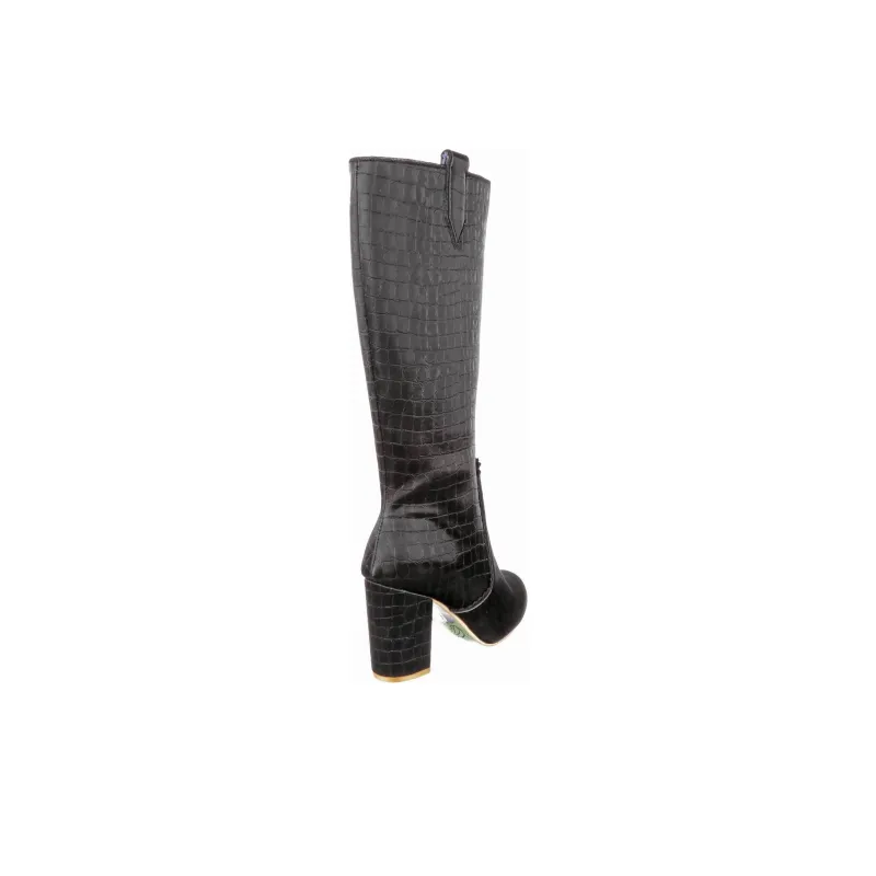 IRREGULAR CHOICE Dawning Song Knee-high Boots 9cm Women's Black-3