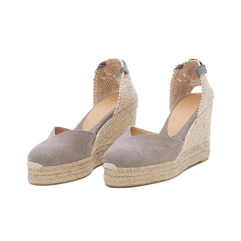 Castañer Chiara Wedge Heel High Heels 8cm Women's Gray Beige-2