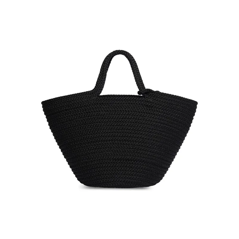 Balenciaga IBIZA Nylon With Lambskin Basket Bag Handbag Medium Size Women's Black-4