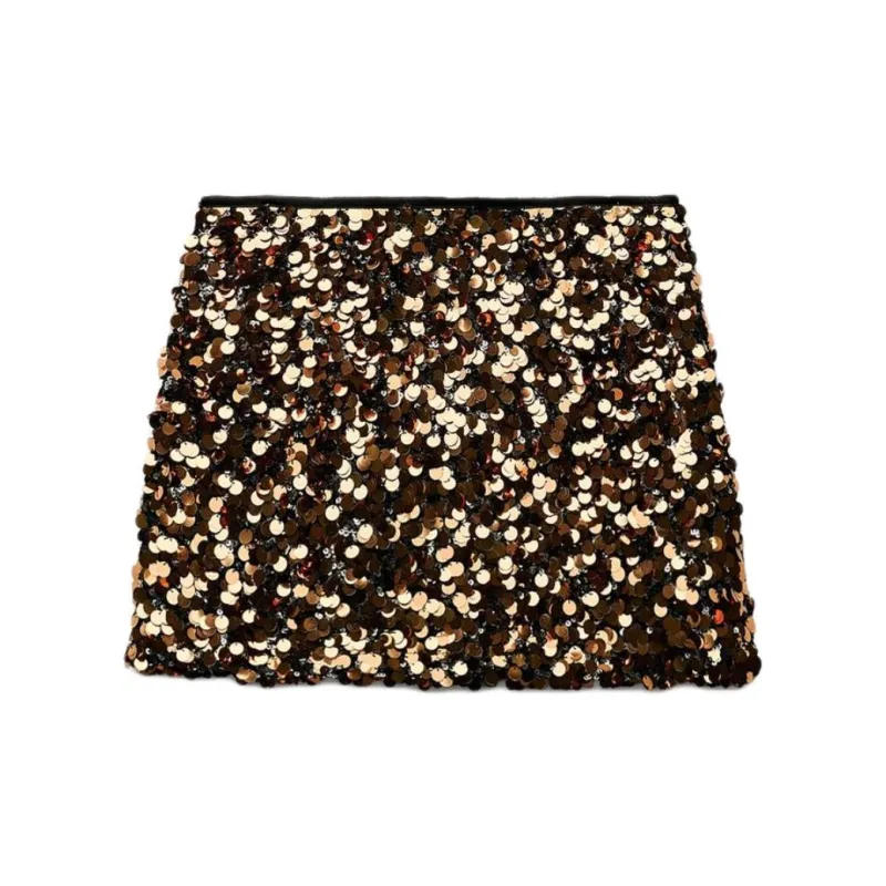 ZARA Casual Short Skirts Women's Gold-1
