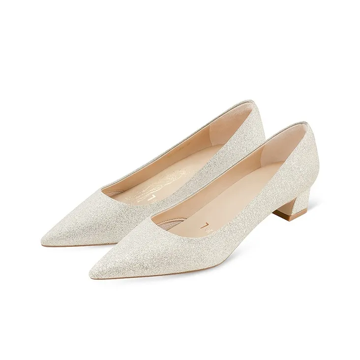 7or9 Marguerite Chunky Heel Air Cotton High Heels 3.5cm Women's Silver-1
