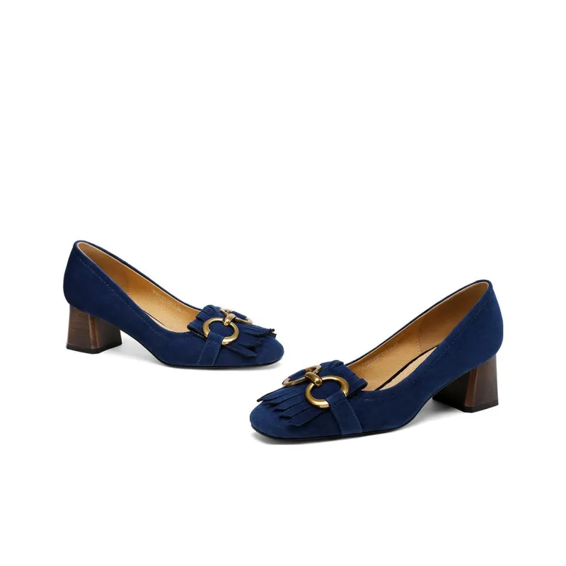BOSSSUNWEN Chunky Heel High Heels 5cm Women's Blue-2