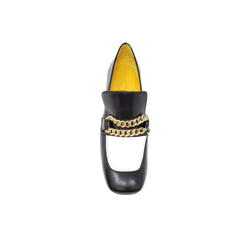 MADISON MAISON Chunky Heel High Heels Women's Black White-3