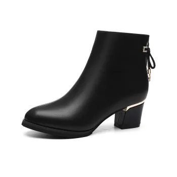 Golden Silk Rabbit Ankle Boots Women's Black