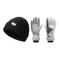 Knitted Hat (Black)+Ski Glove (Light Gray)
