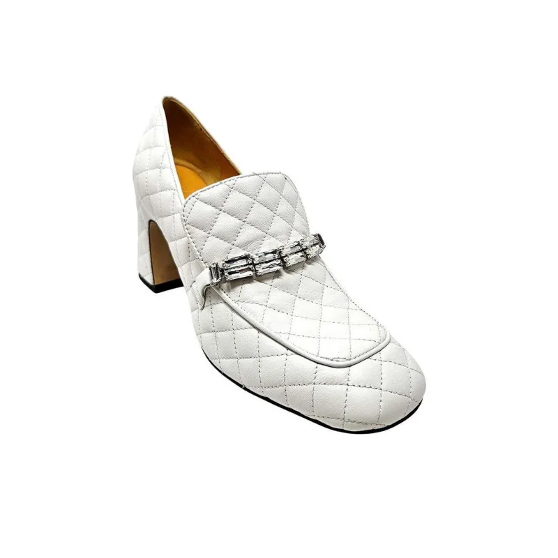 MADISON MAISON Chunky Heel High Heels 7.5cm Women's White-1