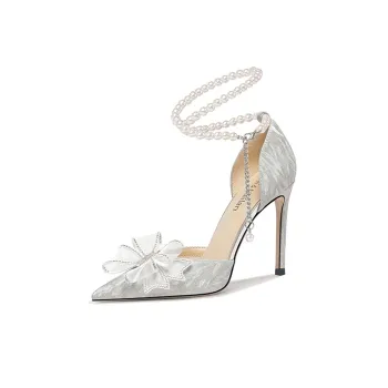 Lily Wei Bride Slim Heel High Heels Women's Silver