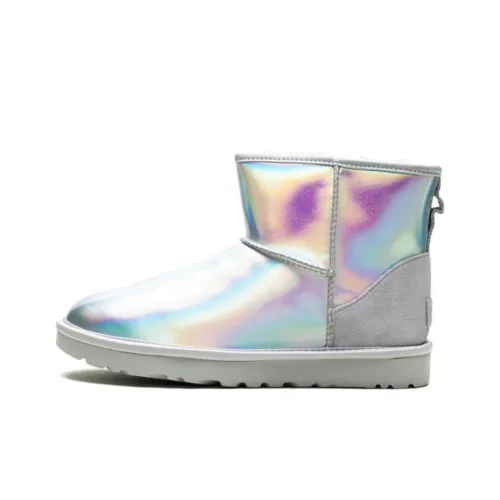 UGG CLASSIC MINI Iridescent Short Snow Boots Women's Glacier Gray