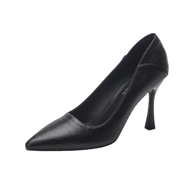 Pounise Slim Heel High Heels Women's Black-17