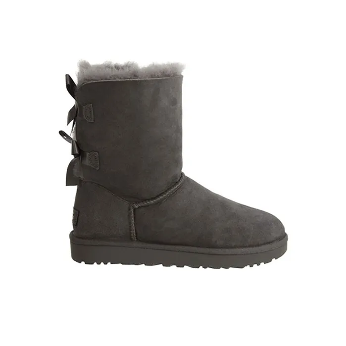 UGG Mini Bailey Bow Ii Boot Fleece Lined Gray Women's-1
