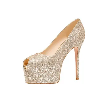 PJJUU Slim Heel High Heels 14cm Women's Gold