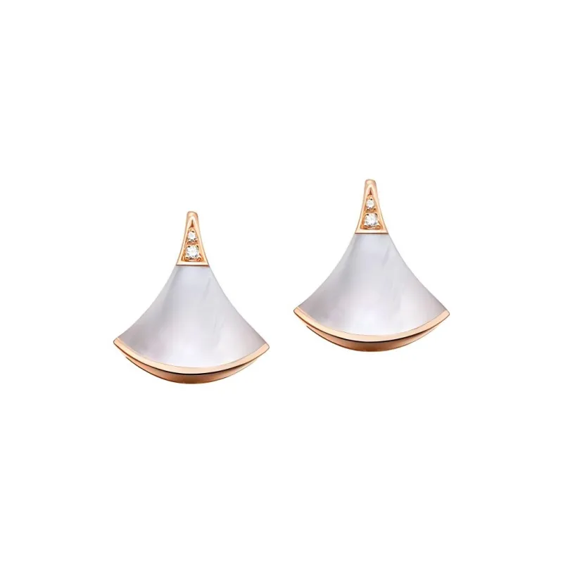 BVLGARI 18K Rose Gold Stud Earrings Unisex White-0
