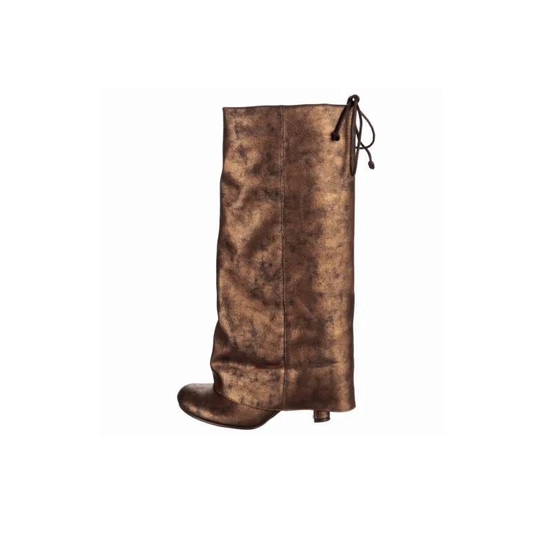 IRREGULAR CHOICE Final Cut Knee-high Boots 6cm Women's Gold Black-4