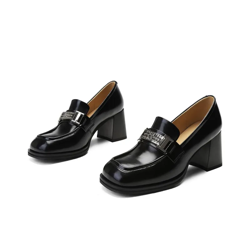 BOSSSUNWEN Chunky Heel High Heels 7cm Women's Black-2