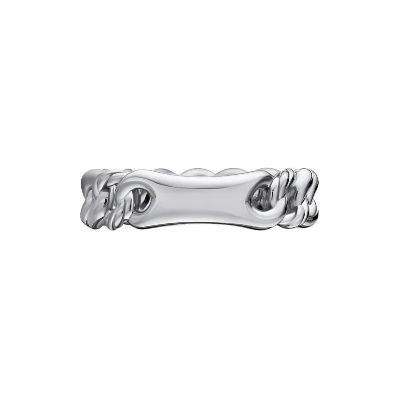 David Yurman Sterling Silver Belmont Curb Link Diamond Ring 5mm-2